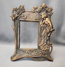 Antique Art Nouveau Cast Iron 4x6 Photo Picture Frame Copper Wash Grecian Woman picture