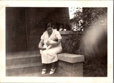 Vintage 1937 Photograph Mother Breastfeeding Baby Outdoor Portrait Family Love picture