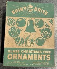 Vintage Shiny Brite Ornaments Uncle Sam Box Small 7 Round Ornaments picture