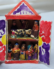 Matchbox Miniature Nativity Scene Peru Folk Art Religious Artisan Painted Gift  picture