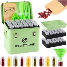 Seed Storage Organizer, Metal Seed Vault Bank Saving Containers Box (Seeds not I picture