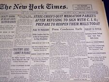 1937 JUNE 22 NEW YORK TIMES - STEEL CHIEFS QUIT MEDIATION PARLEYS - NT 1281 picture