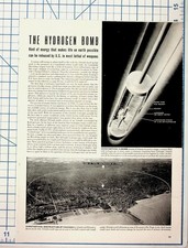 1950s Hydrogen Bomb Magazine Article Atomic Energy Cold War Ephemera picture