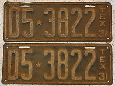 1931 Texas License Plate Passenger Pair D5-3822 Restorable picture