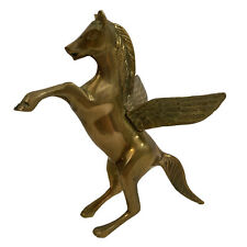 Vintage Solid Brass Pegasus Horse With Wings Mythical Statue 6.5” Tall picture