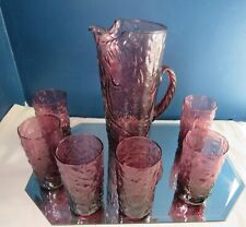 VERY UNUSUAL PITCHER AND 6 GLASSES MORGAN TOWN? MID CENTURY picture