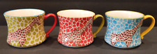Pier 1 Imports Set of 3 Hand Painted Giraffe Print Coffee Tea Mug Cups - 12 oz. picture
