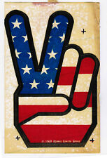Old Window Sticker Decal 1969 Atomic Energy American Flag Peace Sign Victory picture