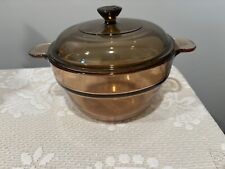 Corning Ware France Vision Pyrex V-20-B Amber Double Boiler Insert Pot w/ Lid picture