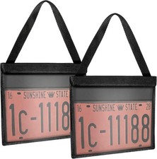 “Frienda 2 Pack License Plate Holder w/ Strap Test Drive Tag Bag Black Frame for picture