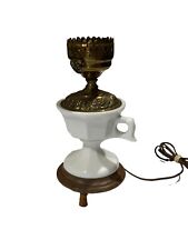 Vintage Wood Base White Tea Cup Shape Brass Lamp Without Shade picture