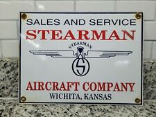 VINTAGE STEARMAN AIRCRAFT PORCELAIN SIGN AIRCRAFT SALES SERVICE KANSAS AIRPORT picture