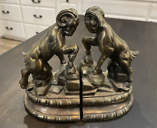 Vintage S.C.C. Brass Big Horn Sheep Ram Bookends Book Ends 1974 Rare B91 picture