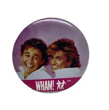 Rare Vintage 1985 WHAM Pin button Badge Licensed George Michael Andrew Ridgeley picture