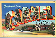 Carmel CA Greetings Postcard California Big Large Block Letter Linen 2B-H956 picture
