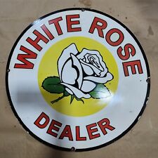 WHITE ROSE DEALER PORCELAIN ENAMEL SIGN 30 INCHES ROUND picture