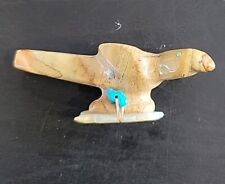 Southwest Zuni Fetish - Hawk With Fish In Talons. Stone Turquoise Small picture