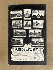 Postcard Bridgeport CT Railroad Station Lighthouse Greetings 1906 UDB Glitter picture