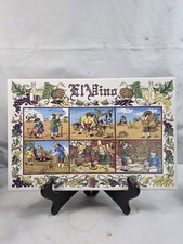 Vintage Hand Painted Spanish Majolica El Nino Tile Wine Production Process 158 picture