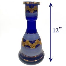 INHALE® 12''H Color infused  Hand Blown Crystal Glass Hookah Vase.24k Gold Trim picture