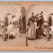 c1900s Patrick Brannigan's Wake Alcohol Drink Party Drunks Photo Stereoview V46 picture