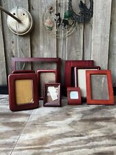 VTG Shabby Chic MCM Fetco Rare Woods Red Teak Picture Frames Gallery Lot picture