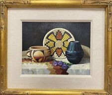Rose Ann Day Trompe Native American Still Life Oil On Board Signed & Framed picture