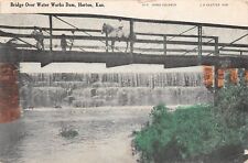 Bridge Over Water Works Dam Horton Kansas Hand Colored Pub C A Sautter Postcard picture