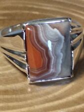 GORGEOUS SOUTH DAKOTA FAIRBURN AGATE STERLING SILVER RING picture