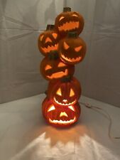 Vtg. 1993 Trendmasters Lighted Halloween Stacked Pumpkin Totem Foam Mold (WORKS) picture