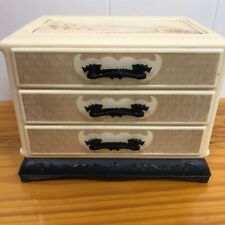 Vintage 1950's Celluloid Jewelry Box Asian Inspired 3-Drawer Dragon Handles picture