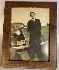 Hand Tinted Photo Man In Front Of 1930's Vehicle id as William Sloan Davis picture