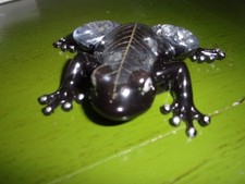 Handmade Resin Frog Figurine BLACK Glitter 4.5 INCH LONG DECOR INSIDE OR OUT picture