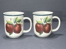(2) Vintage Casuals by China Pearl Apple Pattern Mugs Coffee Cups picture