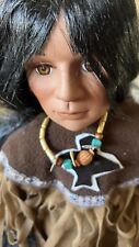 Porcelain DOLL, Native American Male. limited Edition with stand. 25“ Tall. picture