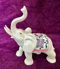 Ivory Colored Painted Elephant Statue Figurine picture