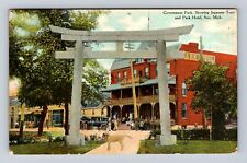 Soo MI-Michigan, Government Park, Japanese Torii, Vintage c1912 Postcard picture