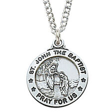 Saint John Sterling Silver Necklace 20 Inch Catholic Christian Catholic Medal picture