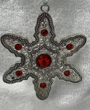 Vintage Towle  Snowflake Christmas Ornament With Ruby Colors Signed TOWLE picture
