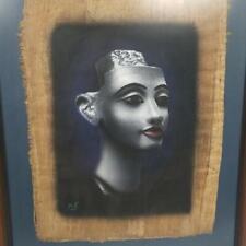 Hand Painted Egyptian Art On Papyrus Signed & Custom Framed 18X21 picture