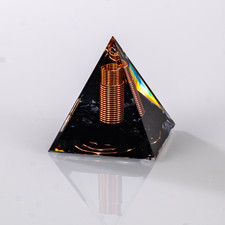 Spiral Copper Orgonite Pyramid Obsidian Orgone Healing Crystal Energy Meditation picture