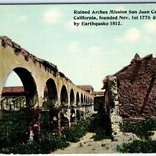 c1910s Mission San Juan Capistrano, CA Melted Red Brick Wall Arches Postcard A90 picture