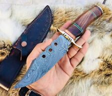 Custom Handmade Damascus Steel Walnut Wood Hunting Bowie Knife #Knives #USA picture