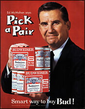 1966 Budweiser Beer Ed McMahon photo Pick a Pair of Bud retro print ad L62 picture