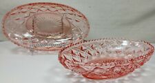 Imperial Glass Pink Little Jewel Diamond Block Depression Dish Set of 2 Vintage picture