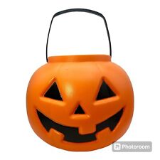 Rare Vtg 13”x11” Blow Mold Jack-o-Lantern Large Candy Bucket Decor Halloween picture