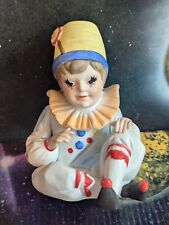 Vintage Royal Crown Bisque Circus Clown Jester Taiwan - Porcelain Figurine 6.5