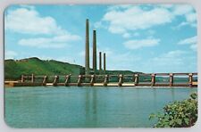 New Cumberland Locks and Dam Rounded Chrome Postcard Ohio River Stratton, OH picture