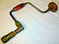 Antique Vintage Hand Held Crank Drill Wood Handle & Turn Knob - 16 Inches Long picture