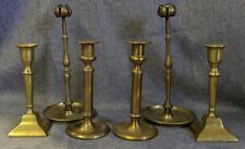 Lot Of 6 Distressed Vintage Brass Candlestick Holders picture